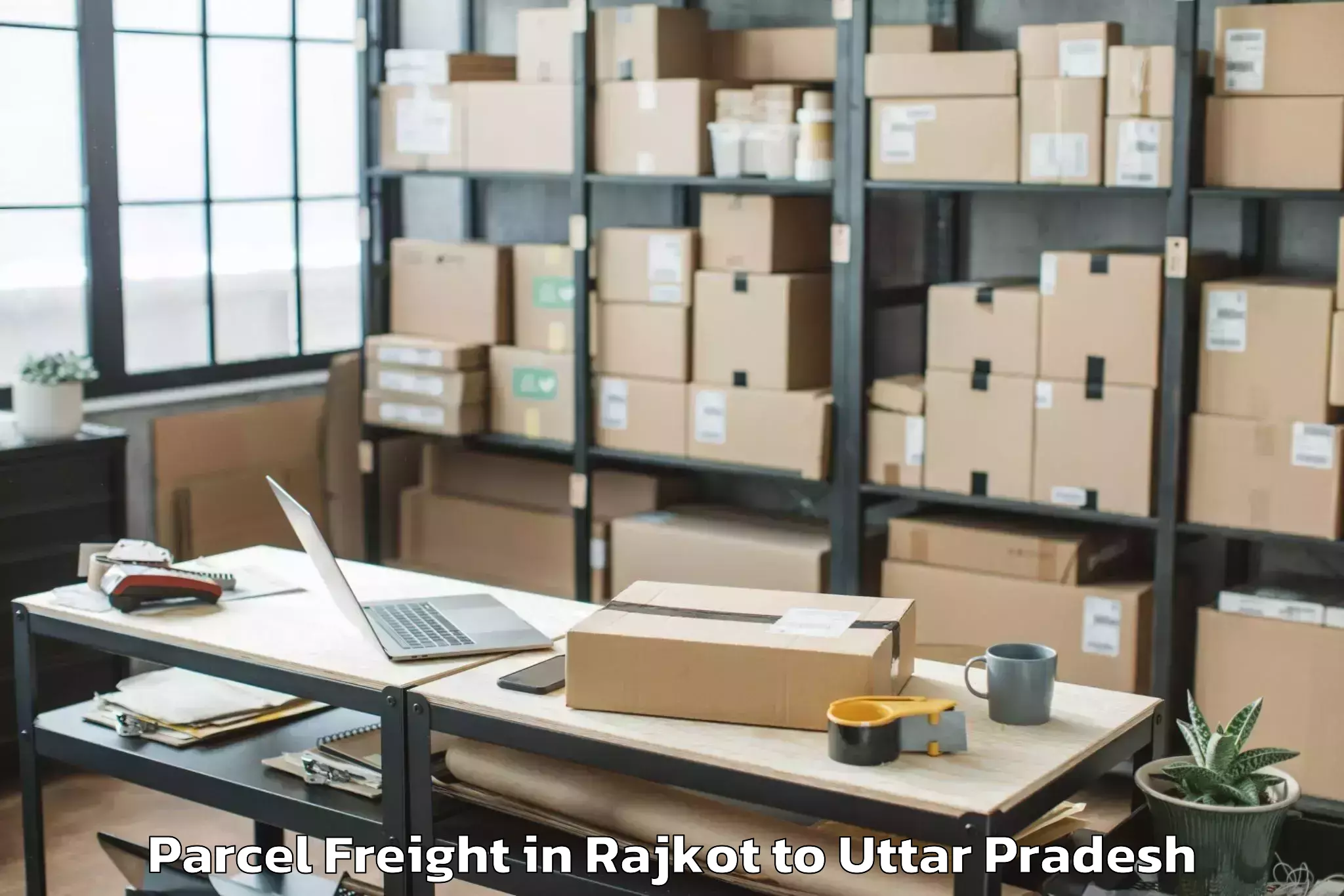 Trusted Rajkot to Lawar Khas Parcel Freight